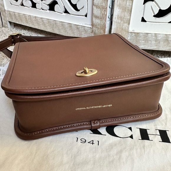 COACH DARK SADDLE 1941 TURNLOCK FLAP / COMPACT POUCH BAG - Picture 4 of 16